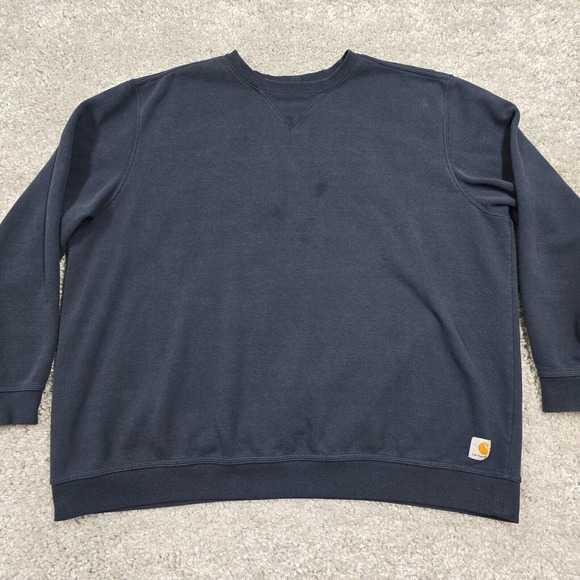 Carhartt Mens Blue Sweatshirt 3XL Pullover Crew Neck Long Sleeve Workwear READ - Picture 1 of 12